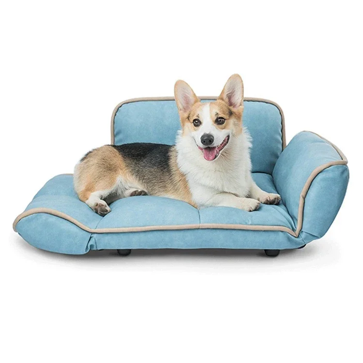 

Luxury Orthopedic Dog Bed Sofa PU Leather Designer Foldable Raised Large Dog Beds