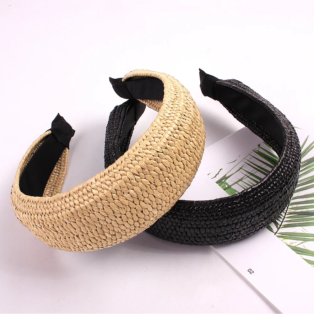 New fashion Solid color hand-knotted knotted Headbands for Women Hair Accessories Solid color Wide  Headwear Hairbands