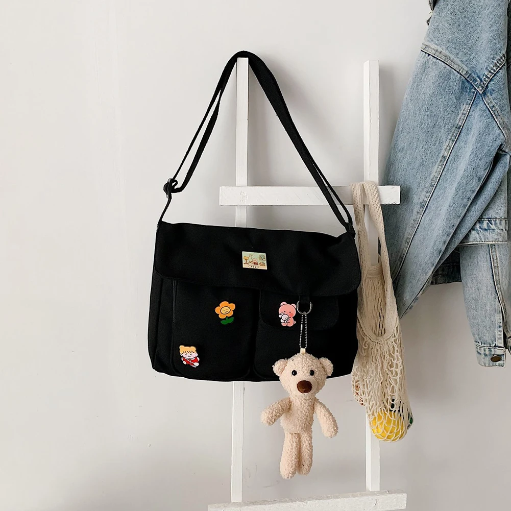 

Fashionable Women Shoulder Crossbody Bags Solid Color Canvas Bag Ladies Canvas Travel Bags Female Fashion Handbags Commuter Bag