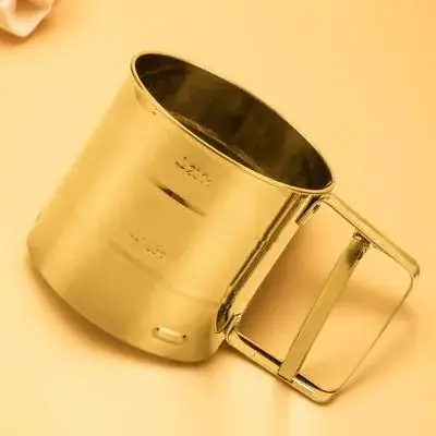 

Stainless Steel Flour Sifter Handheld Sugar Sieve For Baking Cocoa Powder Easy Storage Kitchen Tool Golden