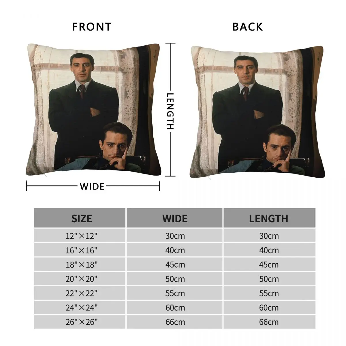 Godfather Al Pacino Robert De Niro Square Pillowcase Polyester Linen Velvet Printed Throw Pillow Case Sofa Seater Cushion Cover