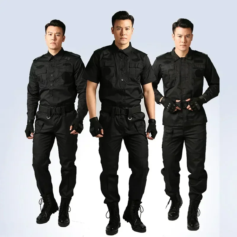 Uniforme d'Automne à Manches Courtes et sulf, Vêtements d'Extérieur, Garde, Armée, Atelier Militaire, Noir, DulTraining, Sécurité, Été