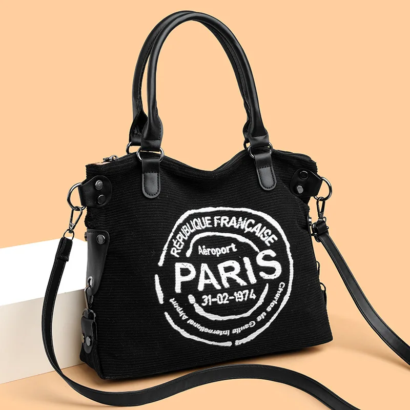 

2025 Printed Corduroy Handbag for Women Minimalist Shoulder Crossbody Purse Fashionable Handbag