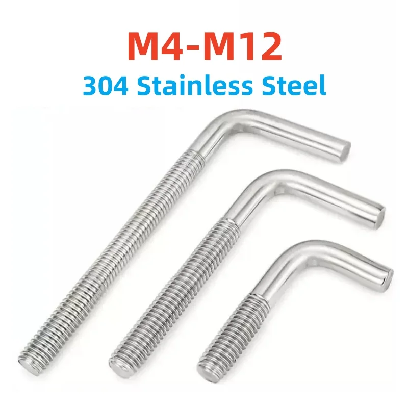 M4-M12 304 Stainless Steel Right Angle Anchor Bolt, L-Shaped 7-Type Right Angle Fixing Screw Fastener