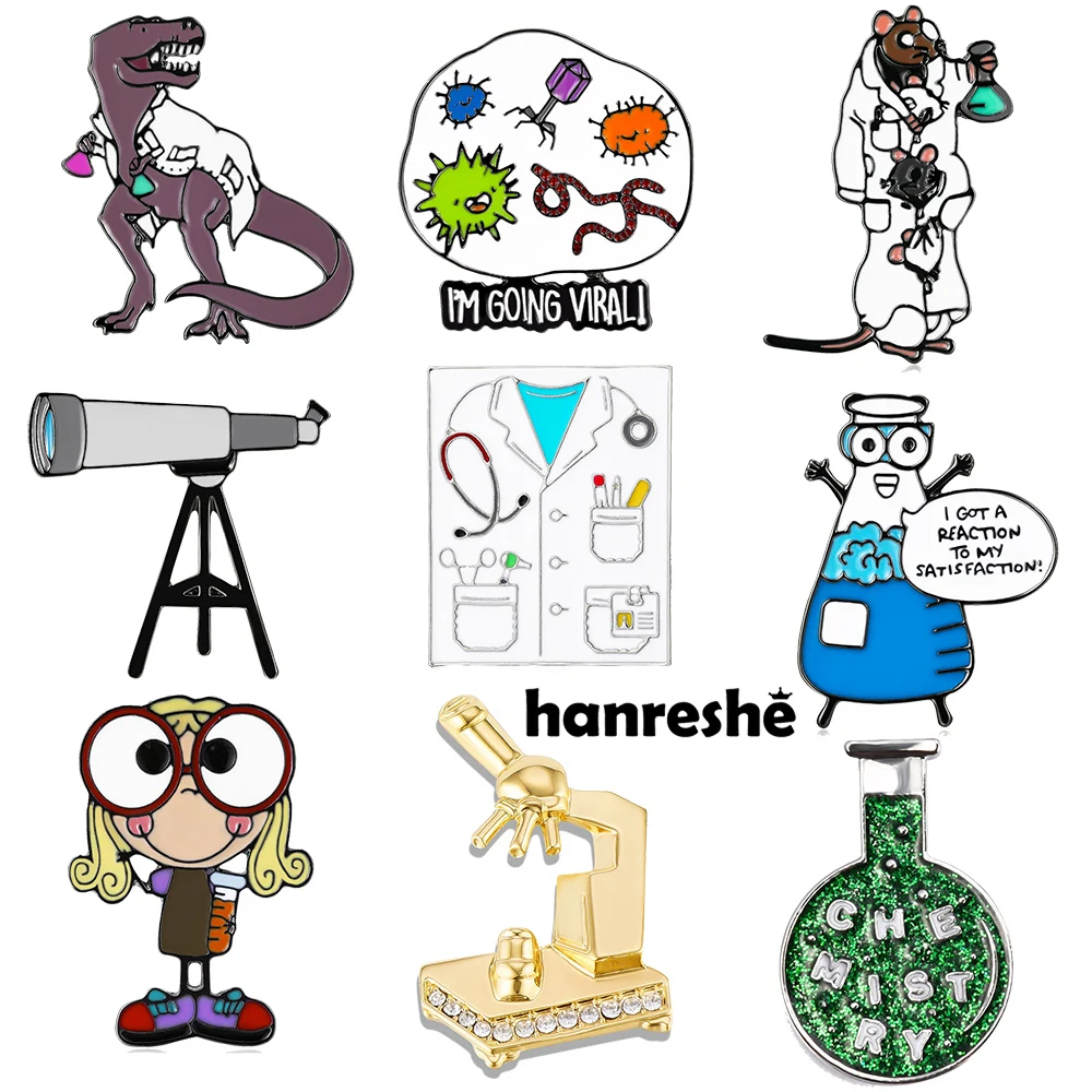 Hanreshe Science Lab Pins Unique Laboratory Enamel Brooch for Scientist Chemist Women Men Backpack Lapel Badge Jewelry