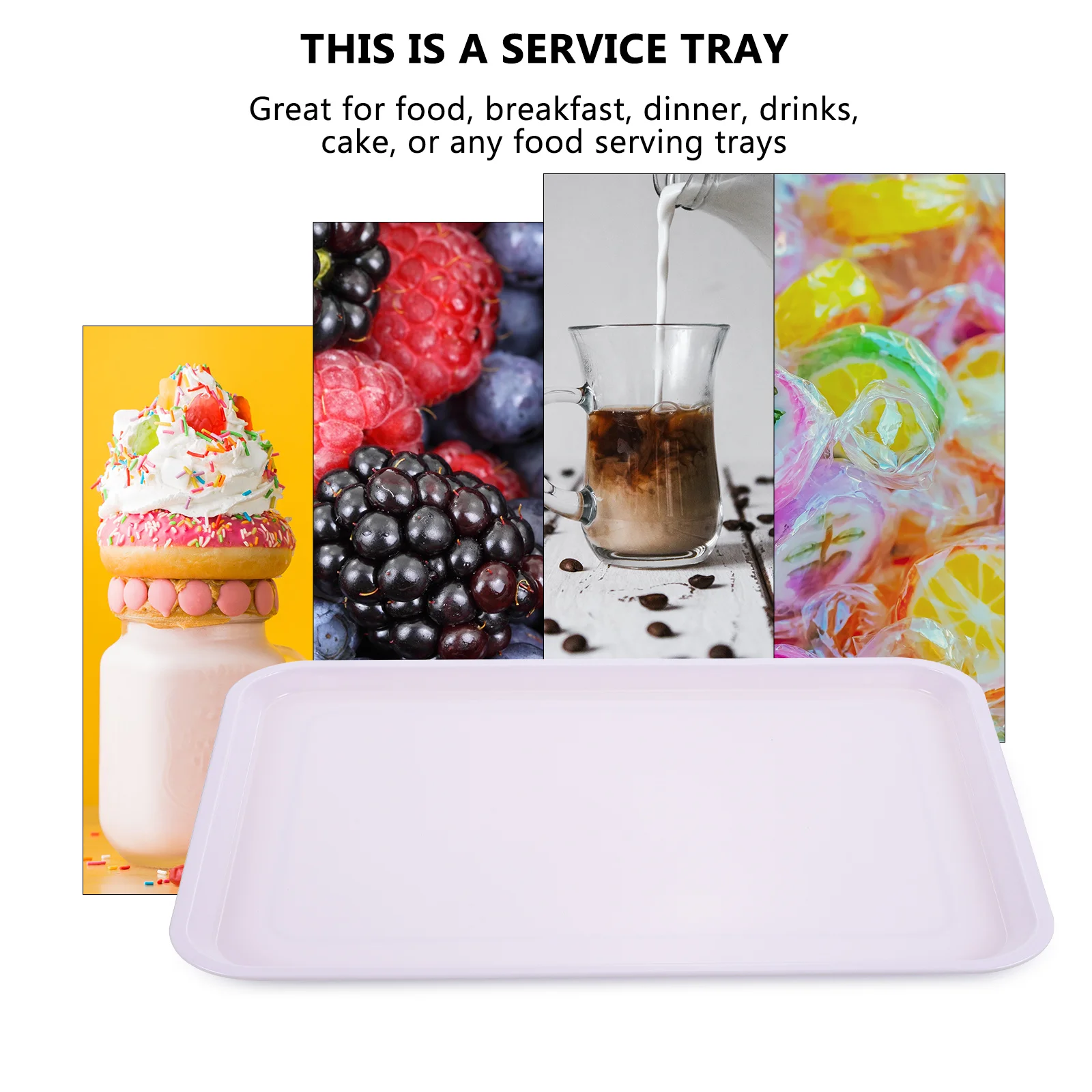 

White Plastic Serving Tray Storage Organizer For Crafts Activities Kitchen Bathroom Decorative Tableware Gift