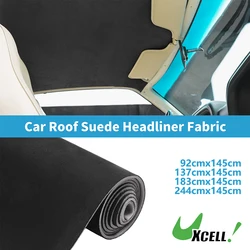 UXCELL 150G Headliner Fabric 3mm Foam Backing Interior Trim DIY Roof Repair Replacement Suede Fabric Black 137x145cm 183x145cm