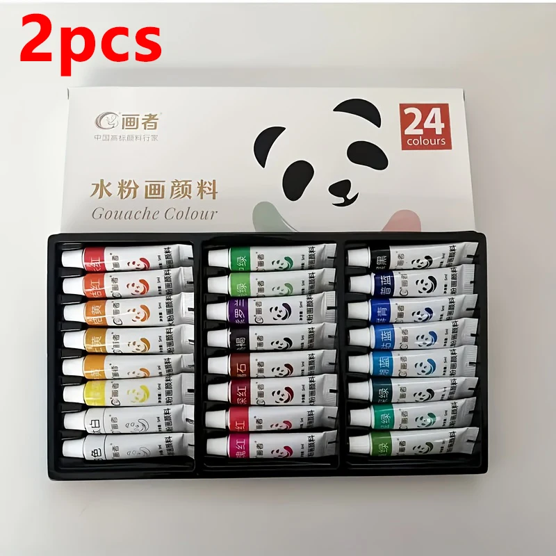 2Pcs Watercolor Paint Set 12/18/24 Colors 5ml Each Bottle for Painting Artists And Craft Enthusiasts