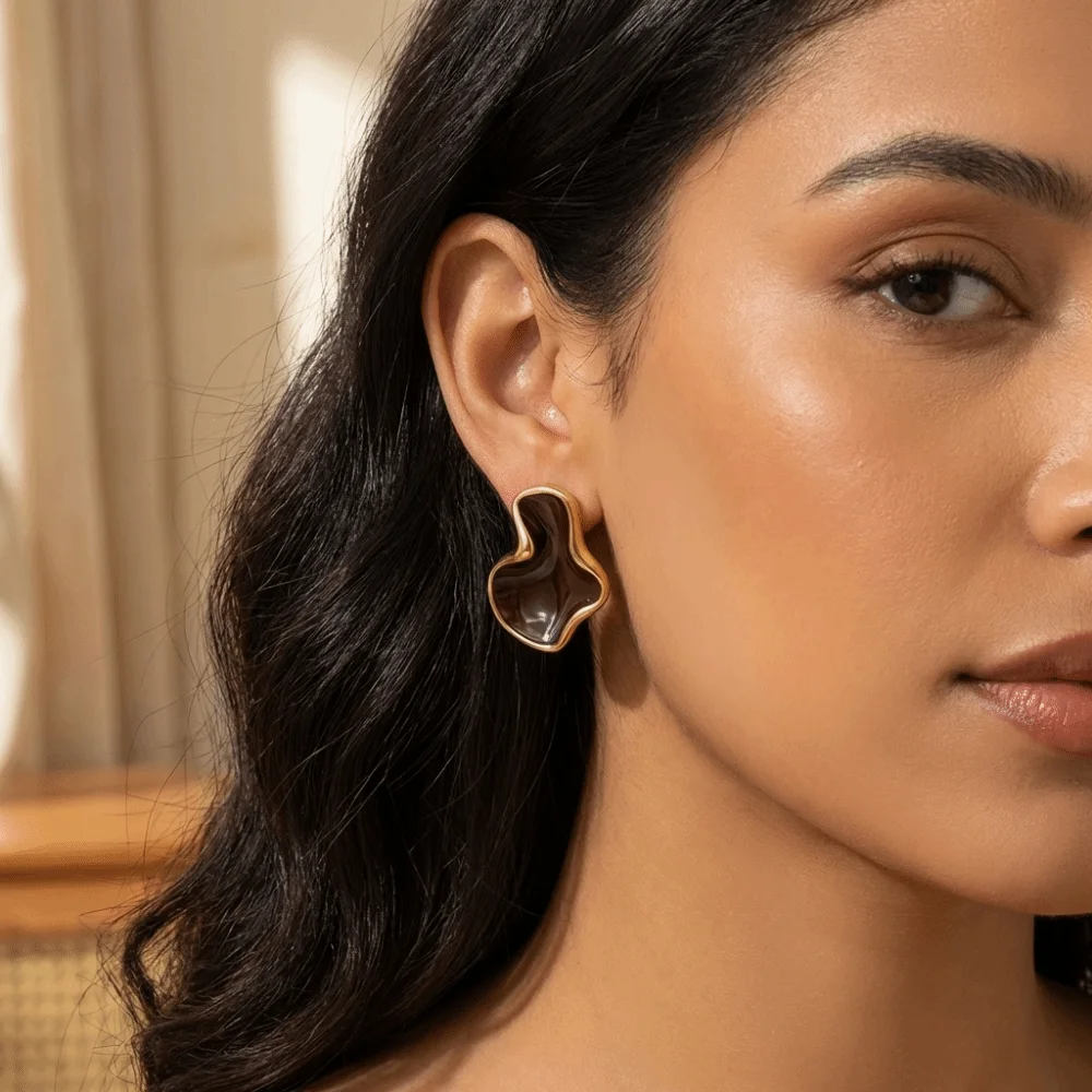 Minimalist Cloud Stud Earring Simple Design Oil Dripping Irregular Earring Temperament Style Dainty