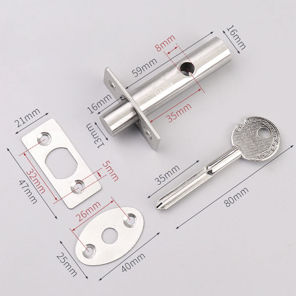 1 Set Channel Lock Tube Well Lock Access Hole Invisible Door Locks Stainless Steel Well Locks Key Mortise Lock Easy To Install