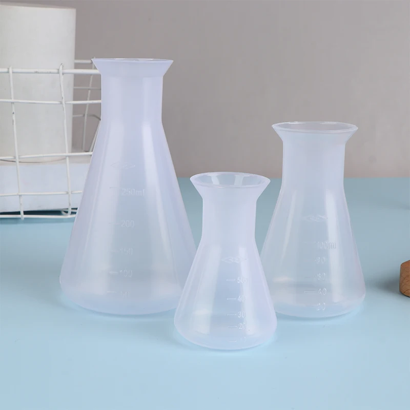 1 pz 50/100/250ml plastica Erlenmeyer boccetta collo stretto triangolo conico boccetta chimica strumento di analisi di laboratorio