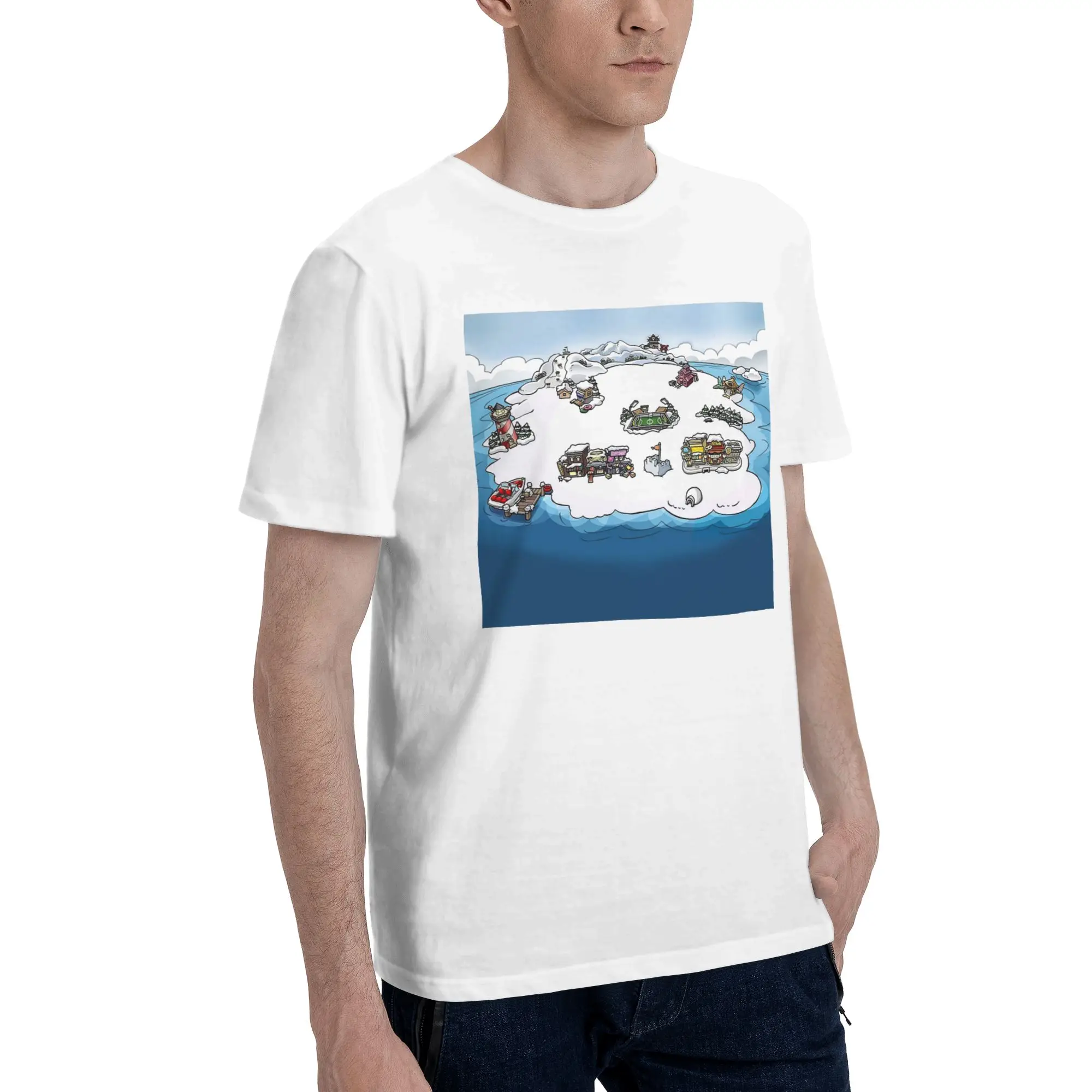 

Club Penguin M Men T-Shirt Plus Size T Shirts Men's O-Neck Cotton Tees Short Summer Male