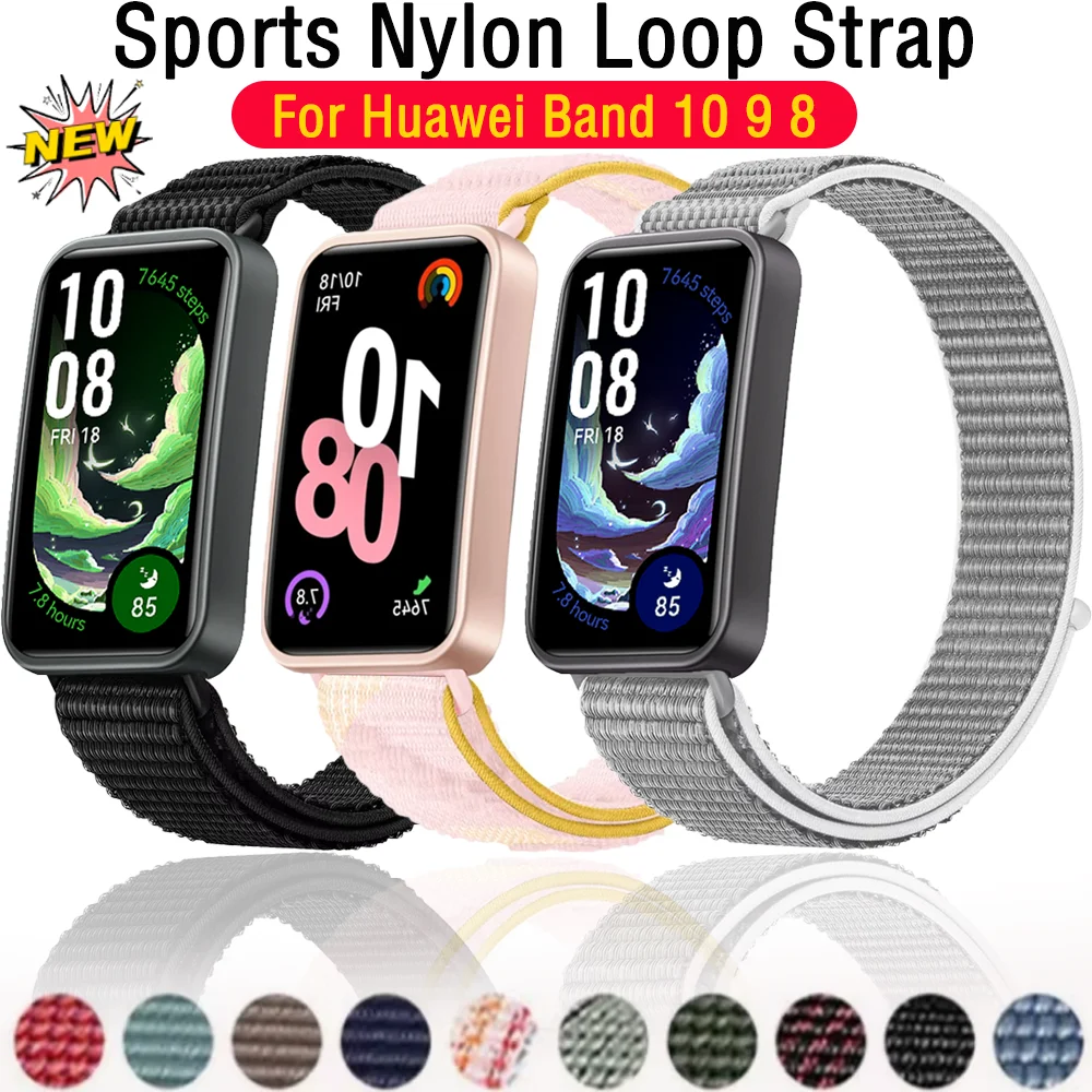 Спортивный нейлоновый ремешок-петля для браслета Huawei Band 10 9 8, дышащий браслет Huawei Band 8 9 10, сменные аксессуары Correa