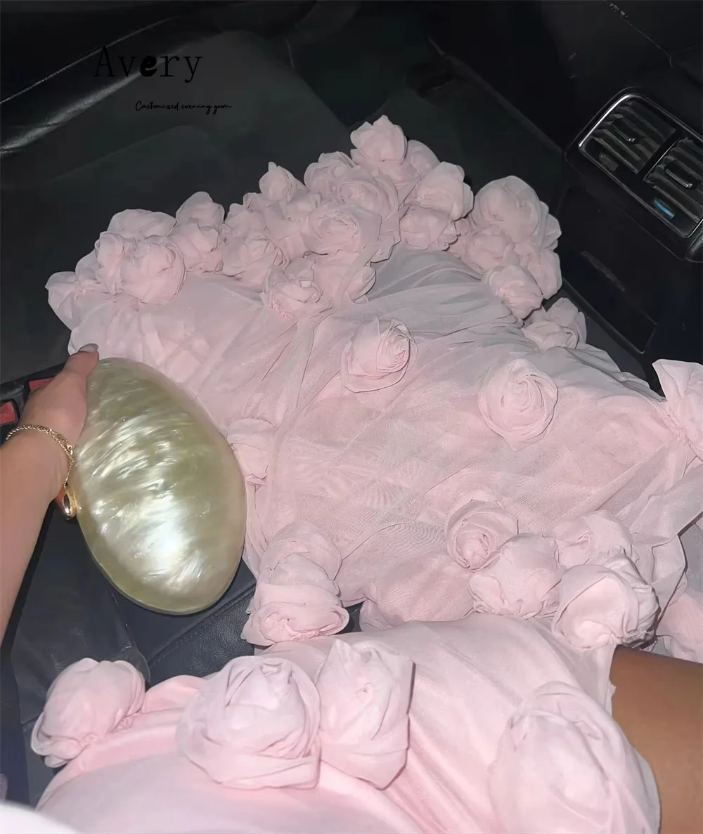 Avery Maßgeschneiderte 3D-Blumen, schulterfrei, ärmellos, Fischschwanz-Damenkleider für Hochzeit, Party, Luxus-2025, Ballkleidkleid