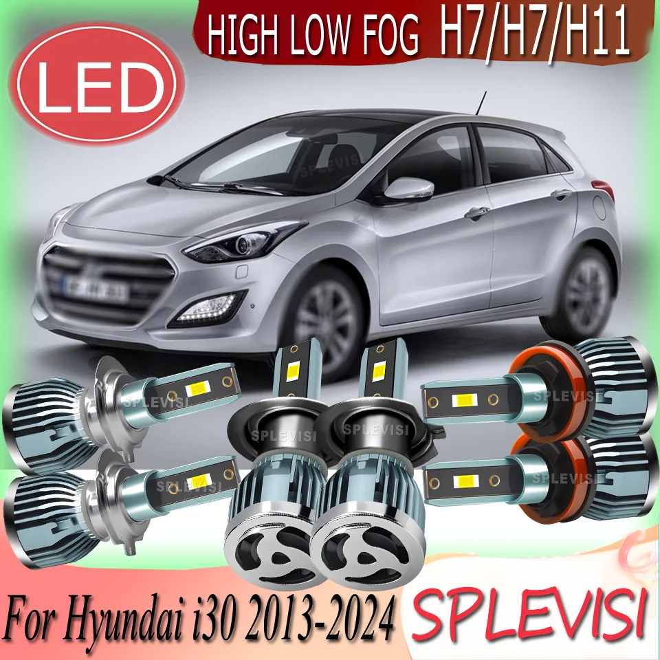 Clear Night Vision LED Headlight high low beam foglight For Hyundai i30 2013-2024 2014 2015 2016 2017 2018 2019 2020 2021 2022