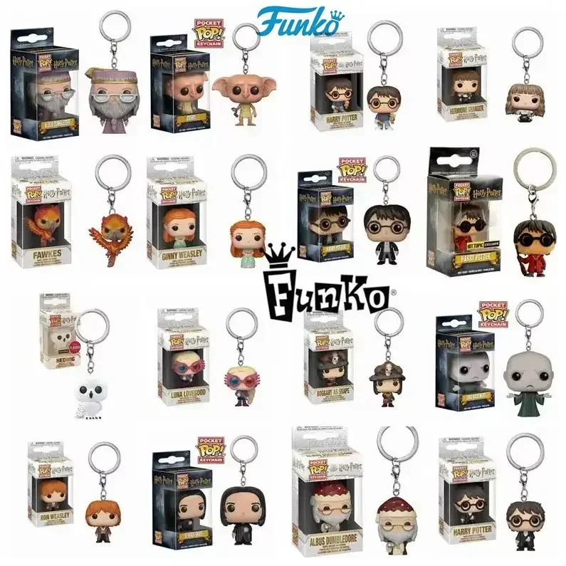 Funko POP Keychain Toy Hermione Dobby Dumbledore Ginny Ron Hedwig Boggart as Snape Voldemort Fawkes Luna Pocket Pop Key Ring Toy