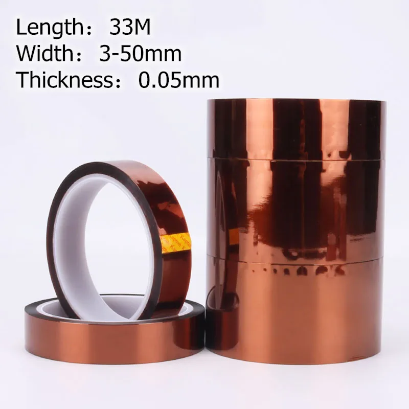 1pc Length 33M Thickness 0.05mm Heat Resistant Polyimide Tape High Temperature Adhesive Insulation Kapton Tape