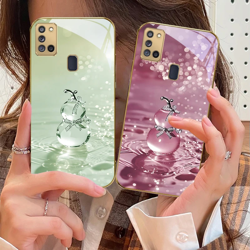 محظوظ القرع الذهبي لسامسونج A 31 32 A33 A34 35 14 A15 13 16 25 26 50 52 53 54 55 56 70 71 72 73 الزجاج الذهبي جراب هاتف