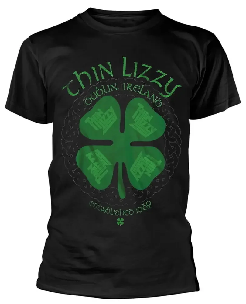 Thin Lizzy Four Leaf Clover    Anime pattern for both men and women High quality cotton Short Sleeves