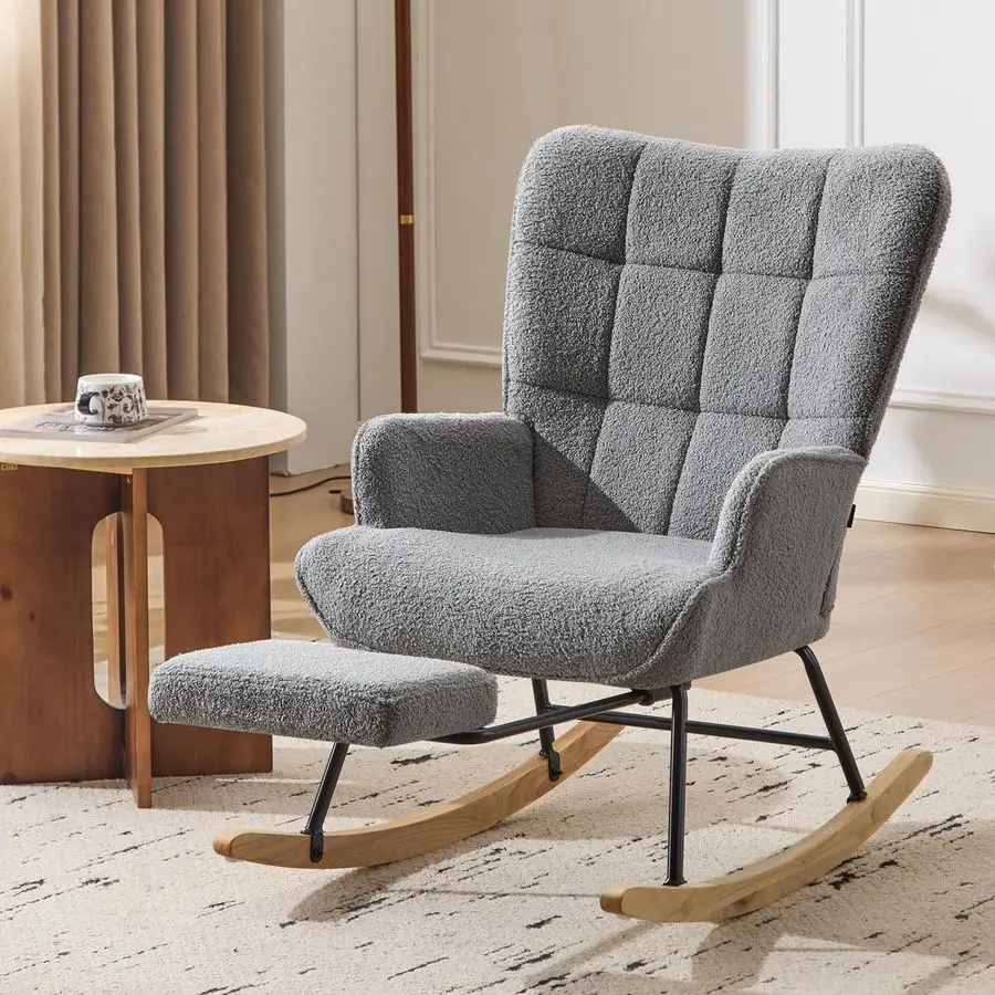 Nursery Rocking Chair Upholstered Glider Rocking Chair Modern Accent Chair With…