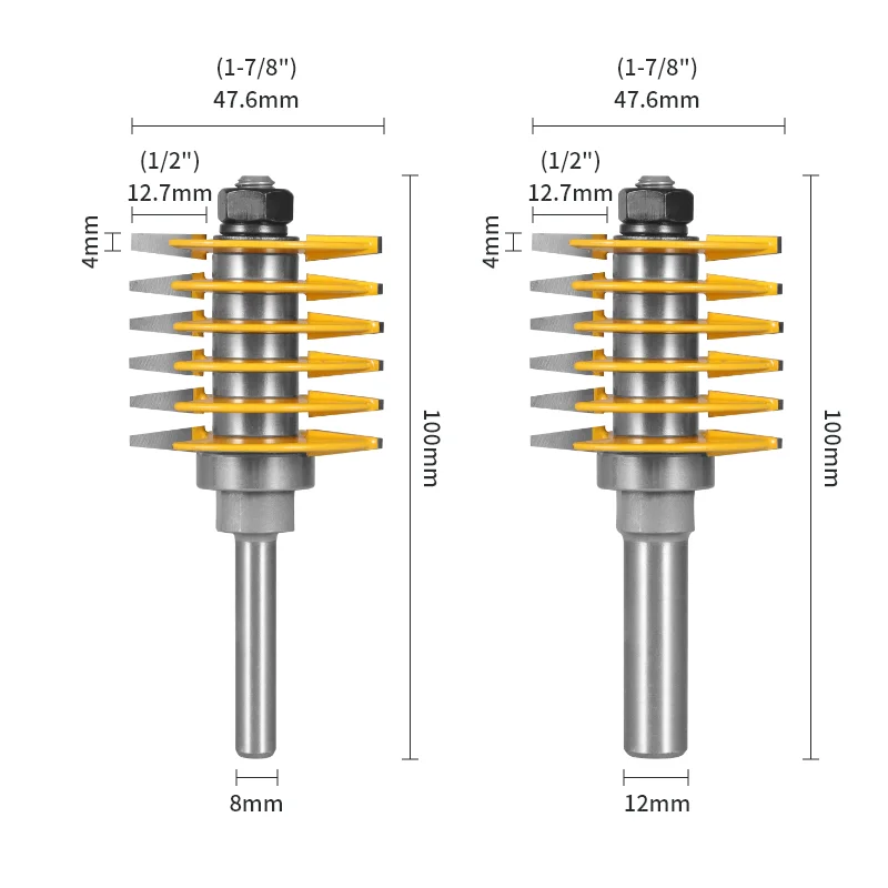 Intlshaft 2 Teeth Adjustable Finger Joint Router Bit Woodworking Milling Cutter For Wood Bit Face Mill End Mill