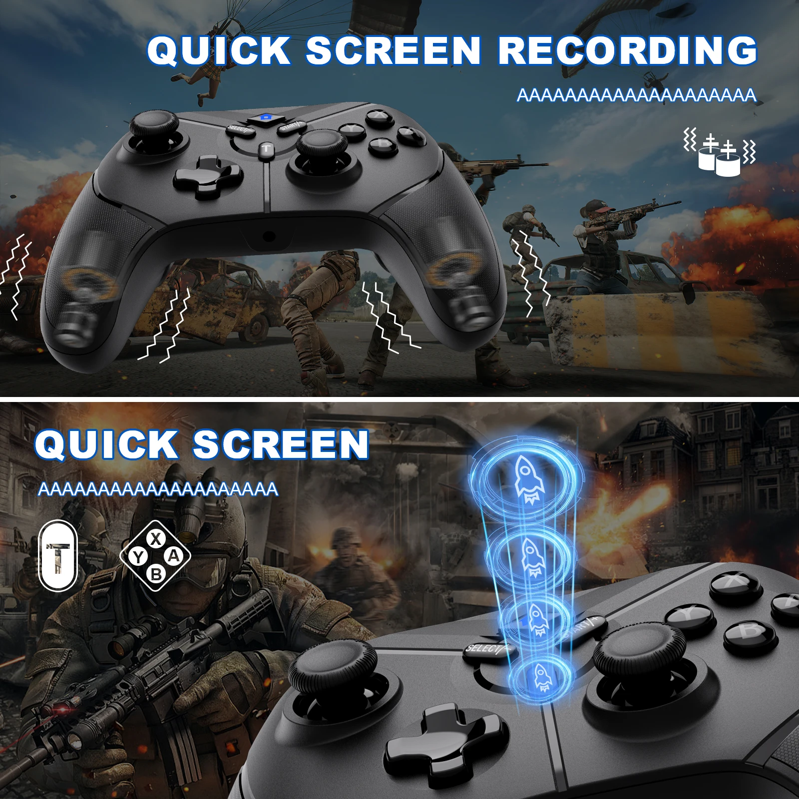 สำหรับสวิตช์/พีซี/ไอน้ำ/PS3/กล่องทีวีแอนดรอยด์ตัวควบคุมไร้สายบลูทูธเกมแท็บเล็ตโทรได้อัจฉริยะจอยสติ๊ก