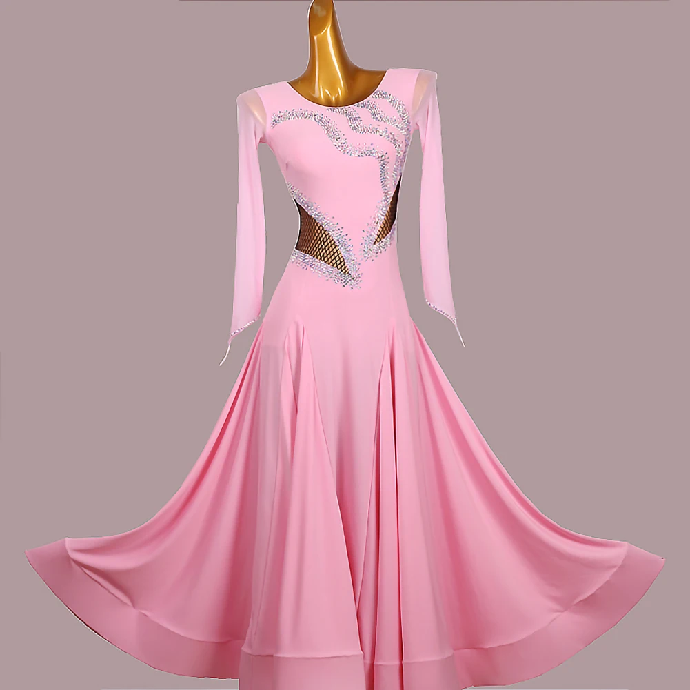 Modern Dance Skirt New Ballroom Dance Competition Dress Purple Pink Rhinestone Waltz Dress 2024 High Quality Dark Blue Standard