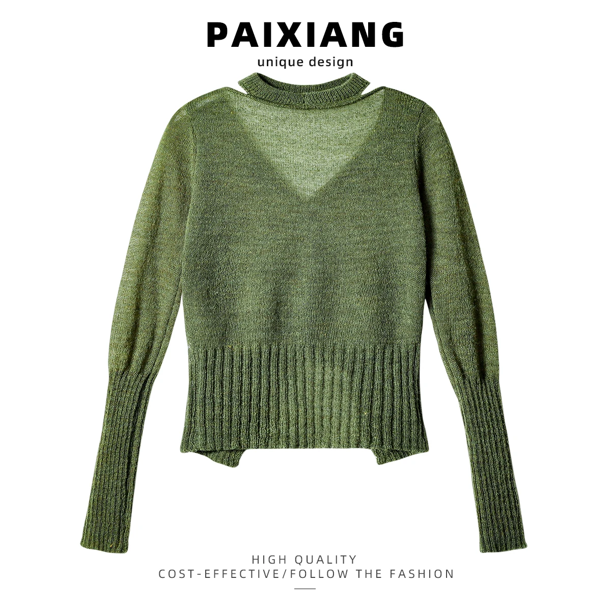 Suéter de Punto con Cuello en V y Abertura en la Espalda, Estilo Vintage PAIXIANG, para Mujer, Invierno, Ajustado, Estilo Pur...