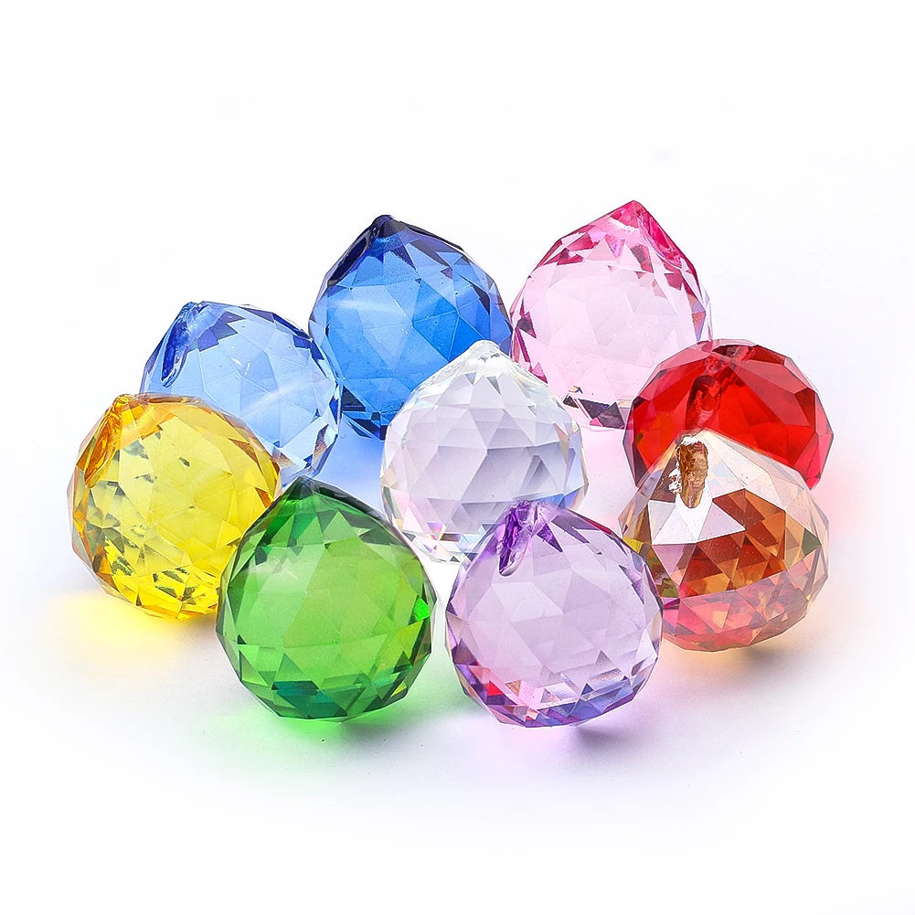 

Colored Faceted Crystal Lighting Ball Pendant Rainbow Maker Suncatcher Chandelier Part DIY Hanging Ornament Window Wedding Decor