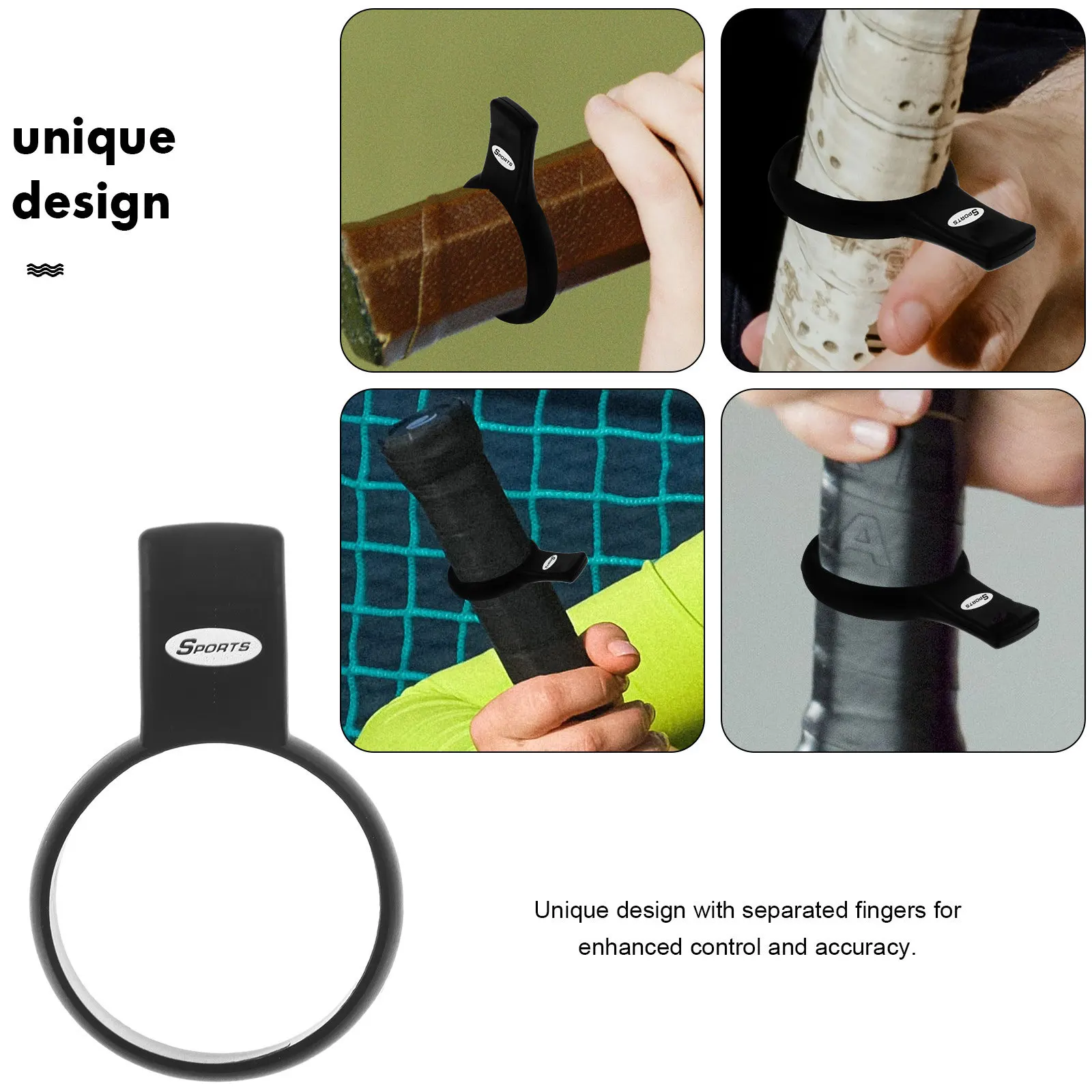 Racket Tennis Racket Grip Isolator Black Silicone Separator Grip Trainer Tennis Training Accessories