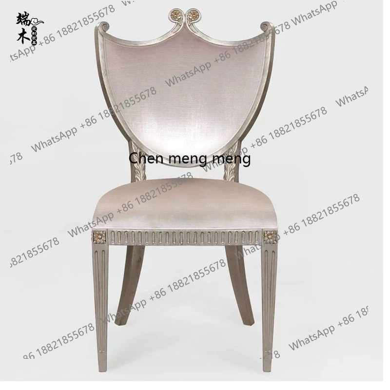 

French Solid Wood Dining Chair Living Room Velvet Carved Office Bedroom Dressing Leisure Chair Sofa