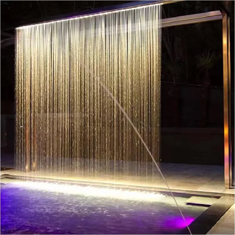 304 Curtain Flowing Water Wall Screen Water Curtain Wall Rain Curtain Water Feature Fountain Waterfall