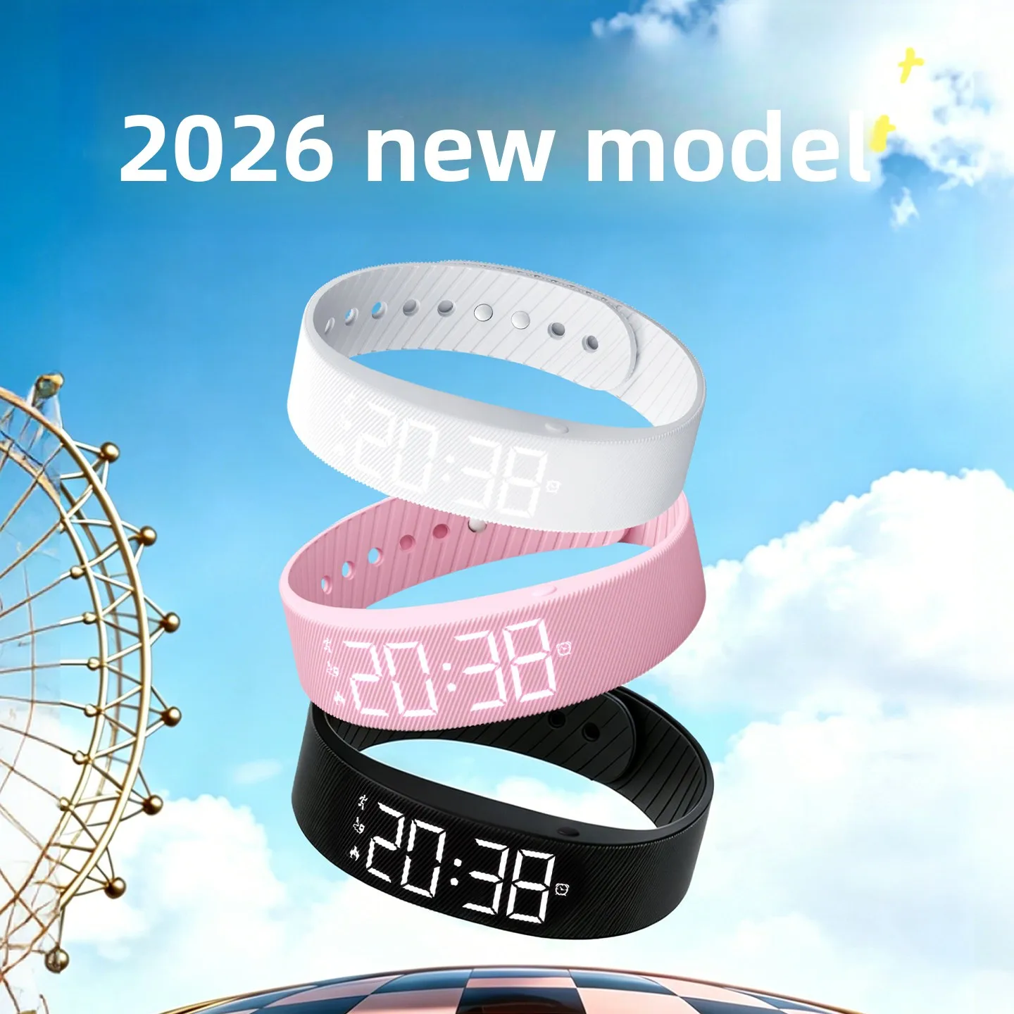 2026 New Women Sports Fitness Tracker Watch USB Charging Silent Alarm Pedometer for Night Running