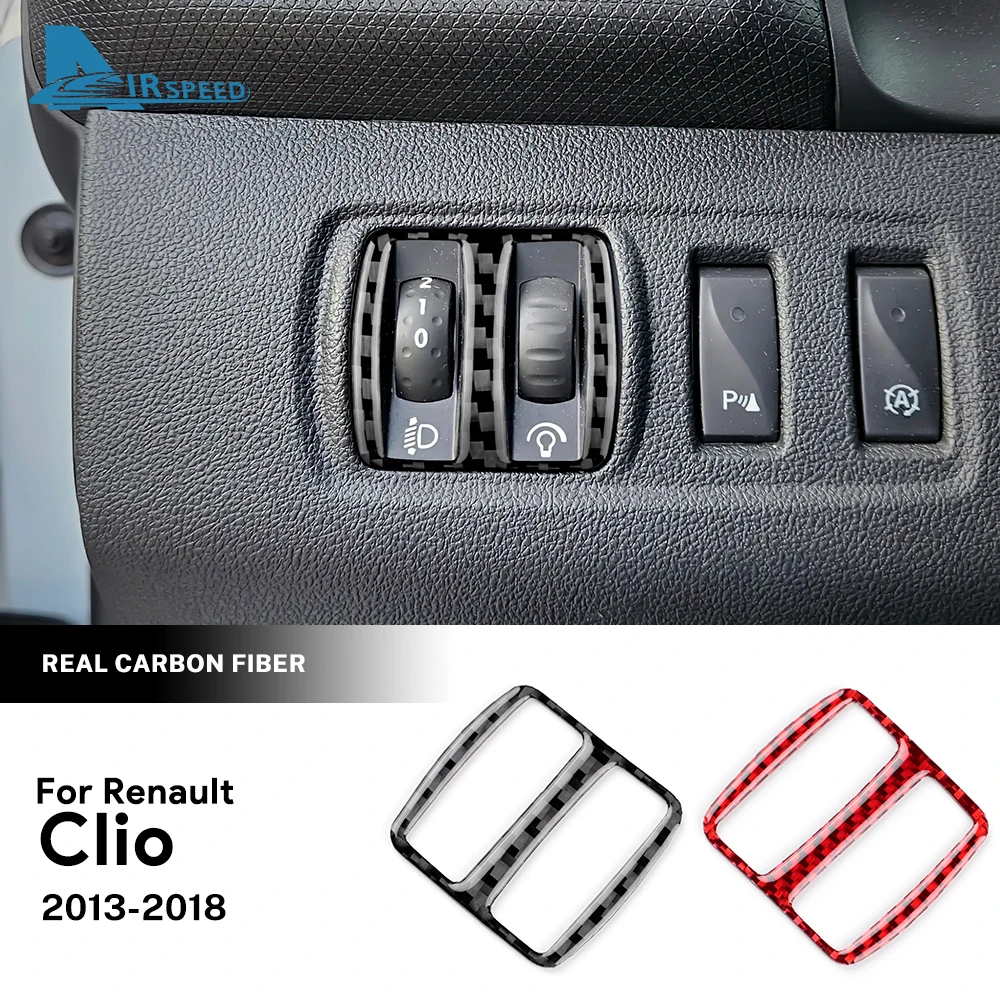 

Настоящая мягкая наклейка из углеродного волокна для Renault Clio 4 2013 2014 2015 2016 2017 2018 LHD RHD, переключатель фар автомобиля, внутренняя отделка рамки