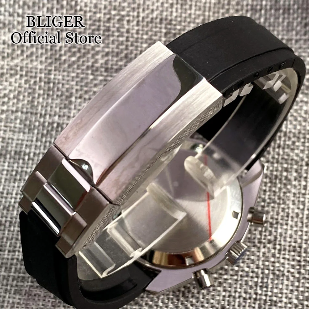 Sport 40mm Chronograph Multifunction Quartz Watch Men VK63 Movement Black White Dial Stainless Steel Strap Montre homme