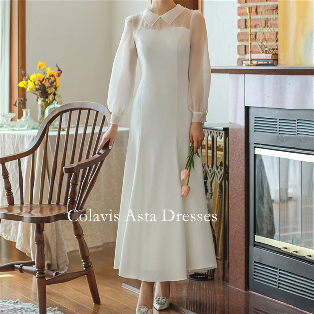 

Colavis Asta Elegant Wedding Dresses Organza 프롬드레스 Korea Ankle Length Photoshoot Outdoor Bride Gowns Party Women Bride