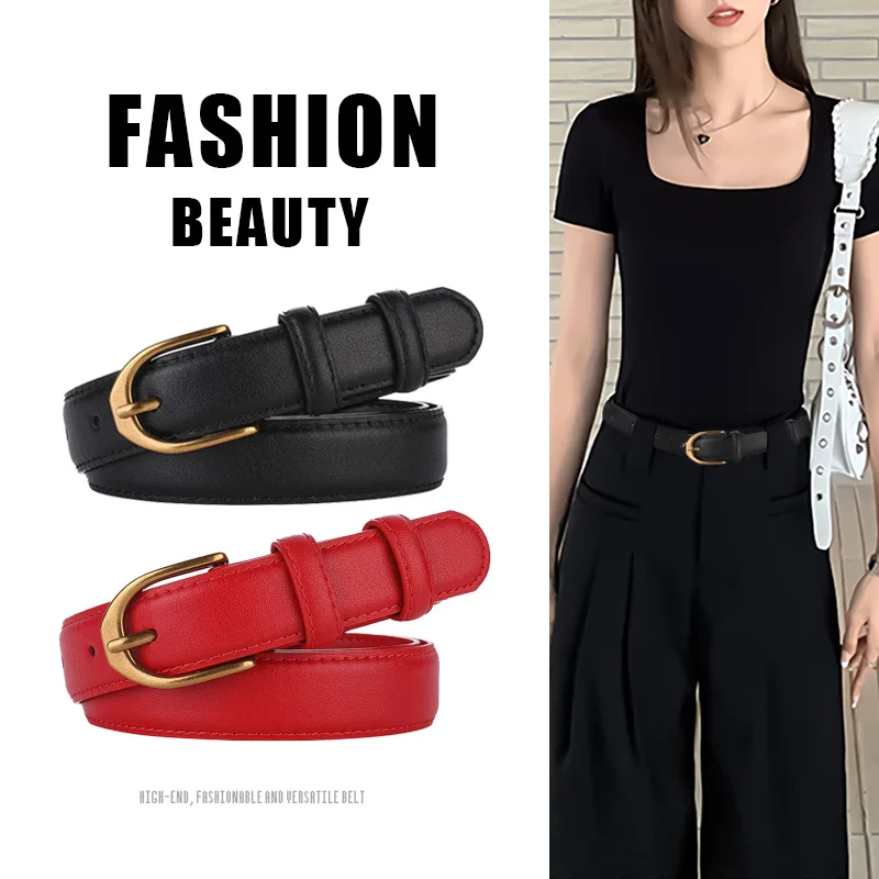 

New Fashion Second layer cowhide Women's Genuine Leather Belt Simple And Versatile Jeans Dress 7 Colors Available Luxury Brand