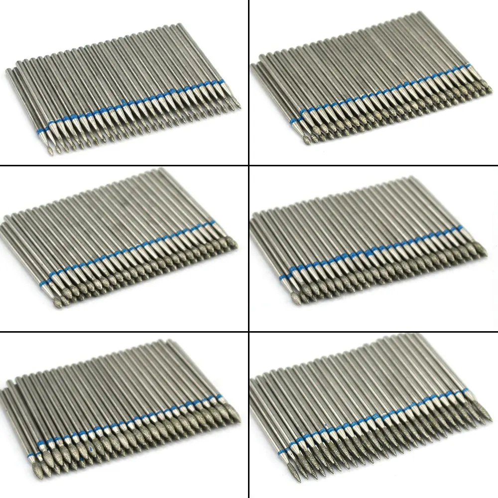 50個/セット ネイルドリルビット ダイヤモンドミリングカッター マニキュア用電動ツール ネイルファイル ジェル除去 バリ取り ネイル機器アクセサリー