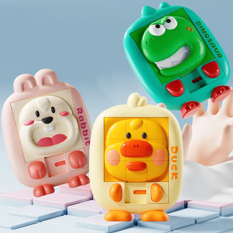 Children Cartoon Animal Slide Puzzles Toys Logical Thinking Training Challenges Intellectual 3D Puzzles Sensory Game Travel Toys