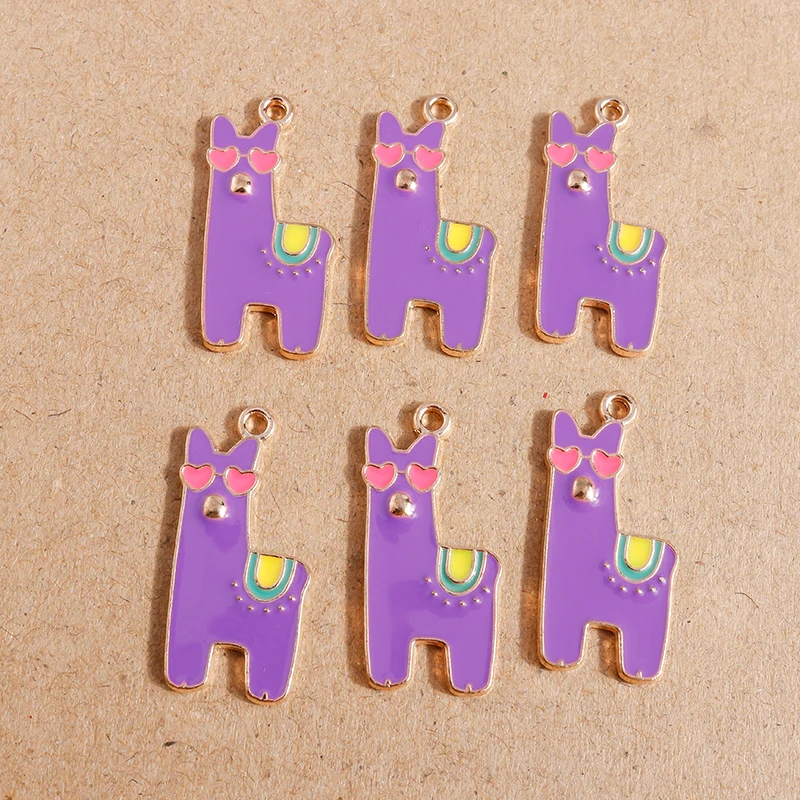 

10pcs 28x13mm Enamel Animal Alpaca Charms Pendants for Jewelry Making Necklace Earrings DIY Bracelet Accessories Findings