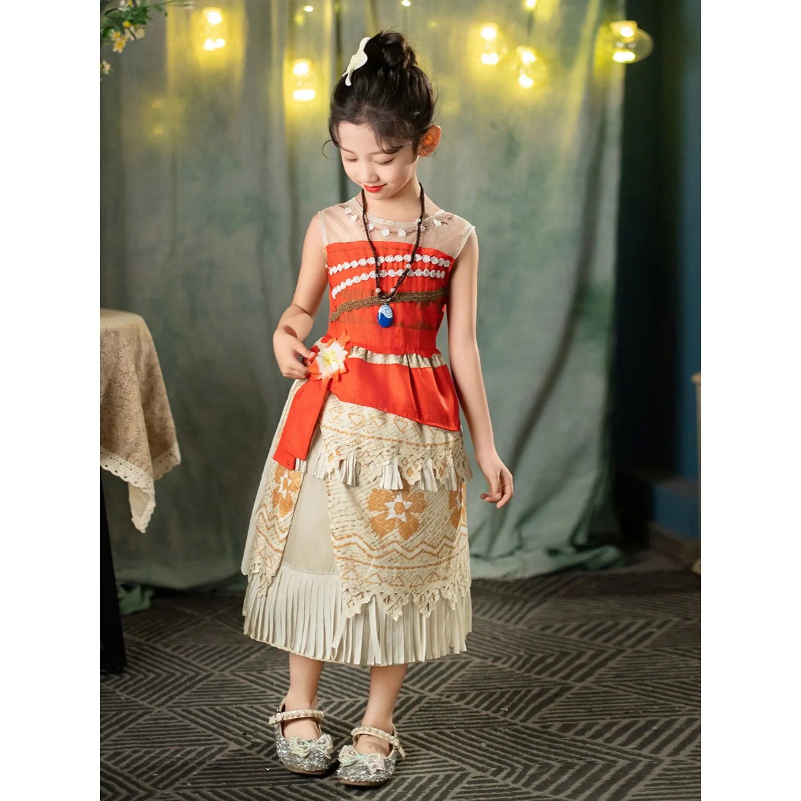 アナヒタ プリンス ドクター 女の子用 パフォーマンス ステージ衣装 モアナテーマ 3-9歳 子供服 春夏スカート