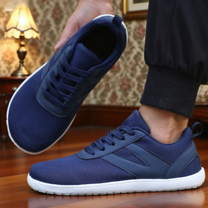 

Men's Wide Toe Shoes Minimalist Walking Sneakers Outdoor Quick Drying Mesh Breathable Anti Slip Flat Running Shoes Free Shipping