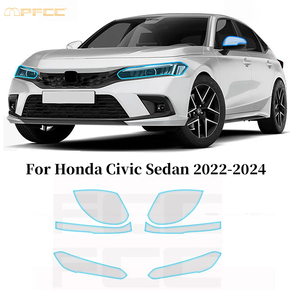 

For Honda Civic Sedan 2022-2024 Headlight Rearview Anti-scratch TPU Paint Protection Film Resistant Clear PPF Car Accessories