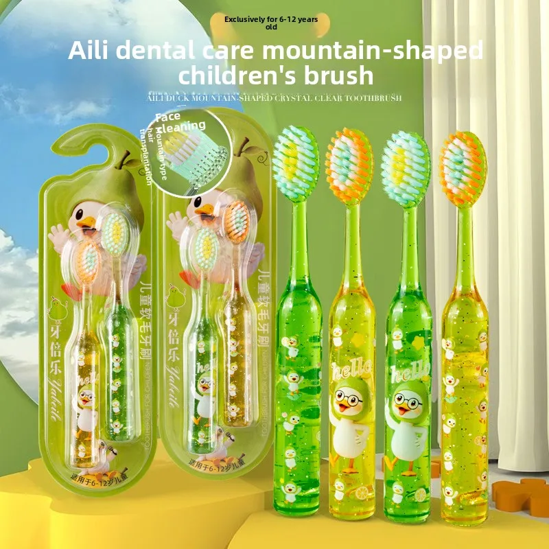 nova-escova-de-dentes-infantil-de-alta-qualidade-aili-duck-crystal-mountain-convex-para-limpeza-de-dentes-e-gengivas-de-6-a-12-anos