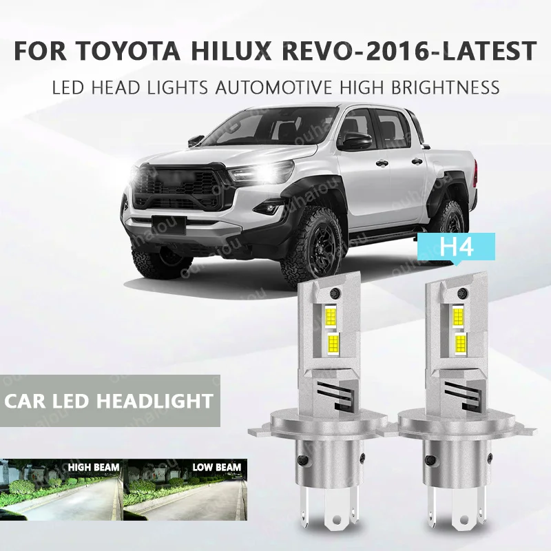 

2Pcs H4 LED Headlight LED Lights Head Lamp for Car LED Headlight Bulb with heat sink For TOYOTA Hilux Revo-2016-latest