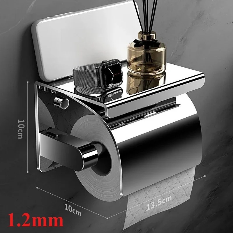 Stainless Steel Toilet Storage Rack No Drill Paper Box Wall Mounted Tissue Holder Bathroom Roll Paper Holder 화장지 홀더