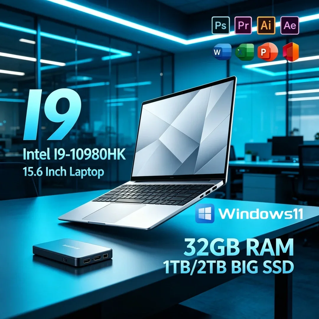 Top Rated New Ultra Slim 15.6 Inch Laptop Original Windows 11 Intel I9-10980HK 32GB RAM 1TB/2TB SSD High Performance Notebook