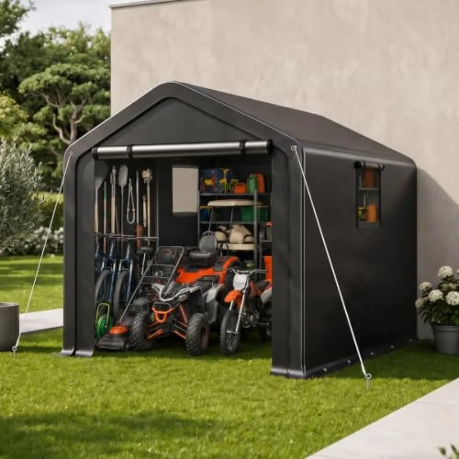 Feet Garage Carports Storage Shed, Heavy Duty Bike Tent, Garden Party Tent Shed, Outdoor Carport Storage Shelter Sheds, with 2