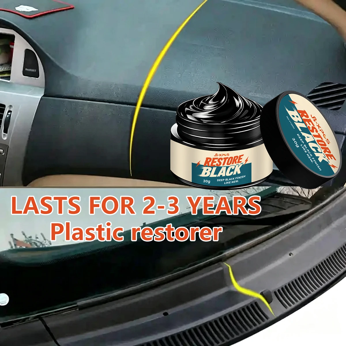 Car Trim Restorer Cream for Faded Plastic & Leather – Revives Deep Black Prevents Cracking & Aging Durable Long Lasting YT2051
