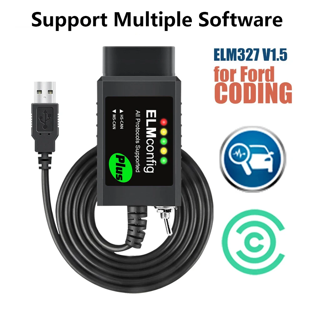 USB OBD2 ELM327 V1.5 с чипом переключения CH340 PIC18F25K80 для Ford FORscan HS CAN MS CAN